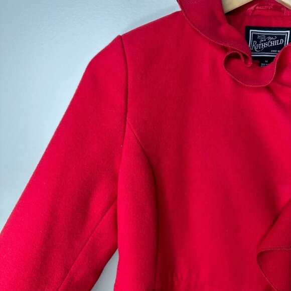 Rothschild Ruffle Coat Girls S L (14) Scarlet Red Lined Mid Length Jacket - Picture 3 of 11